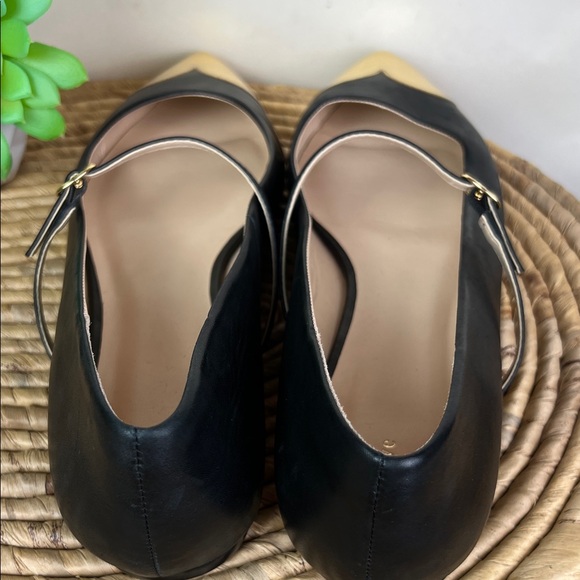 NWOT Anthropologie x Maeve Heart Toe Mary Jane Leather Flats Size 7 Black Gold - Picture 5 of 12